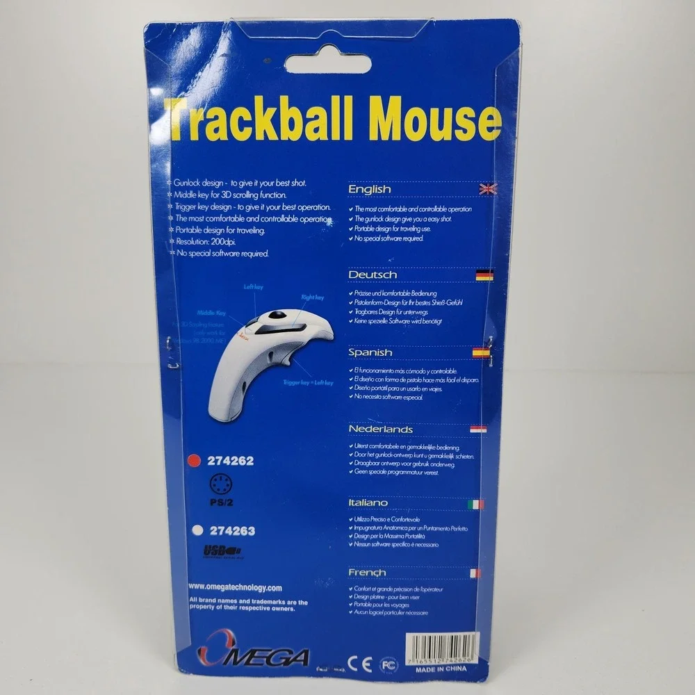 Omega 274262 Trackball PS/2 Mouse‎ New in Original Packaging